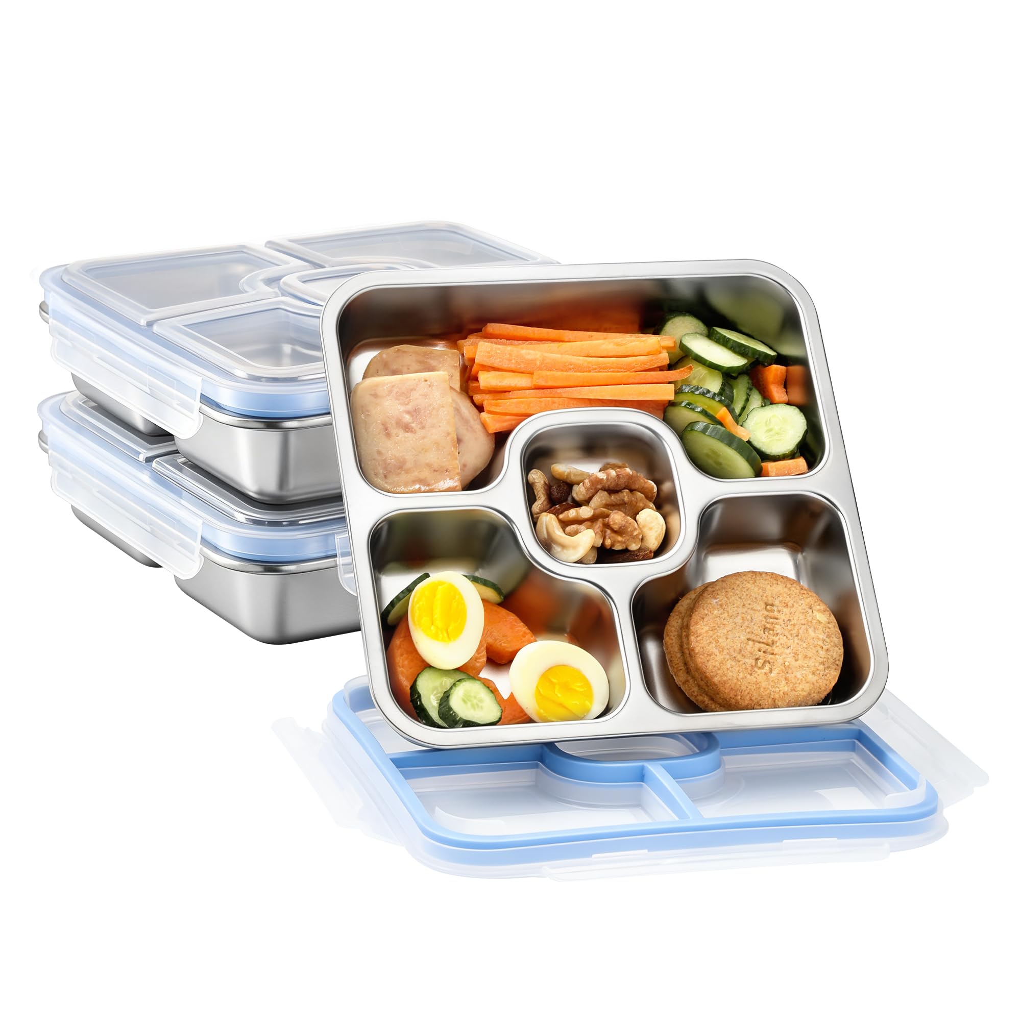 Misichao Stainless Steel Snack Box Lunch Box with 4 Compartments – 800ml