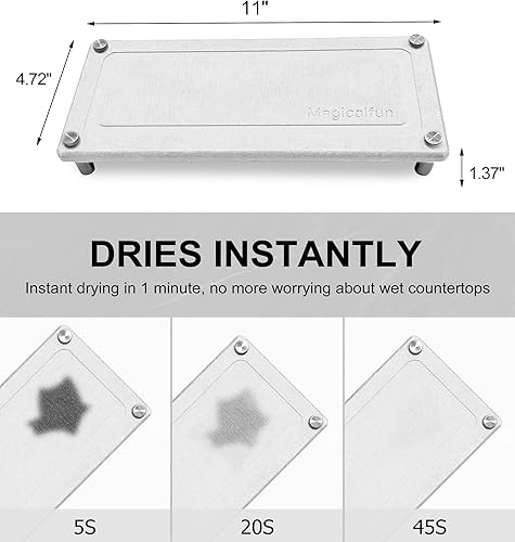 Miniatura 2 de Bandeja de secado de piedra para fregadero de baño y encimera de cocina, bandeja de fregadero de piedra de secado rápido con protección de pies de