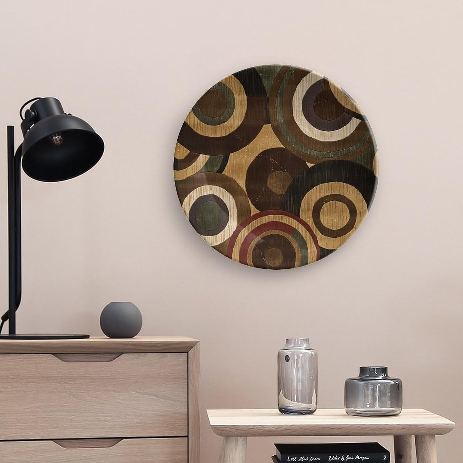 Bone China Decorative Plates Brown And Tan Ceramic Decorative Plate Wall Decor with Display Stand Ceramic Ornaments for Wall Hanging Decoration