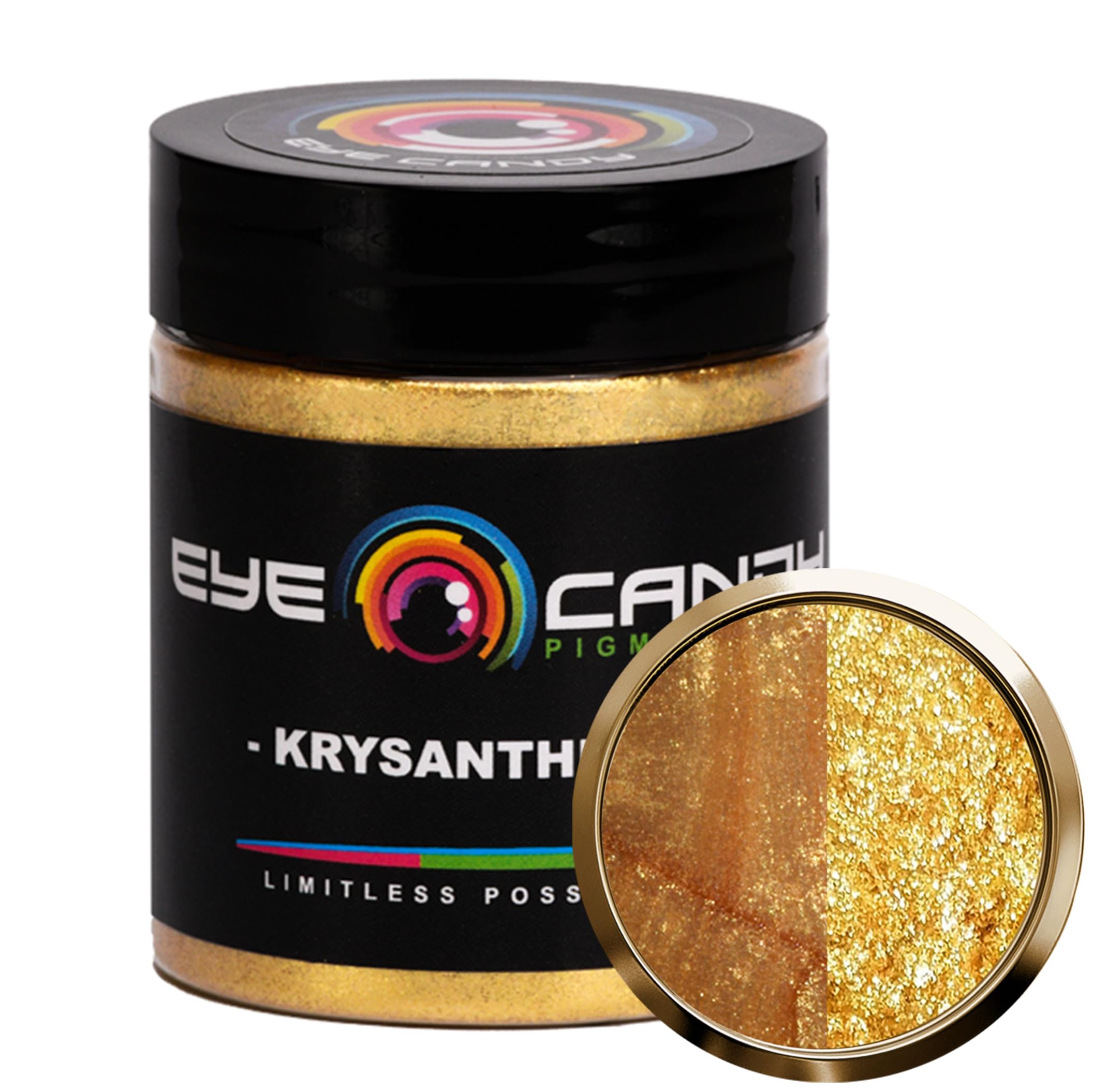 Eye Candy Pigments Premium Gold Mica Powder - Krysanthe Gold (25gr) - for Epoxy, Resin, Soap, Paint, Woodworking, Acrylic Pouring, Bath Bombs, Fishing