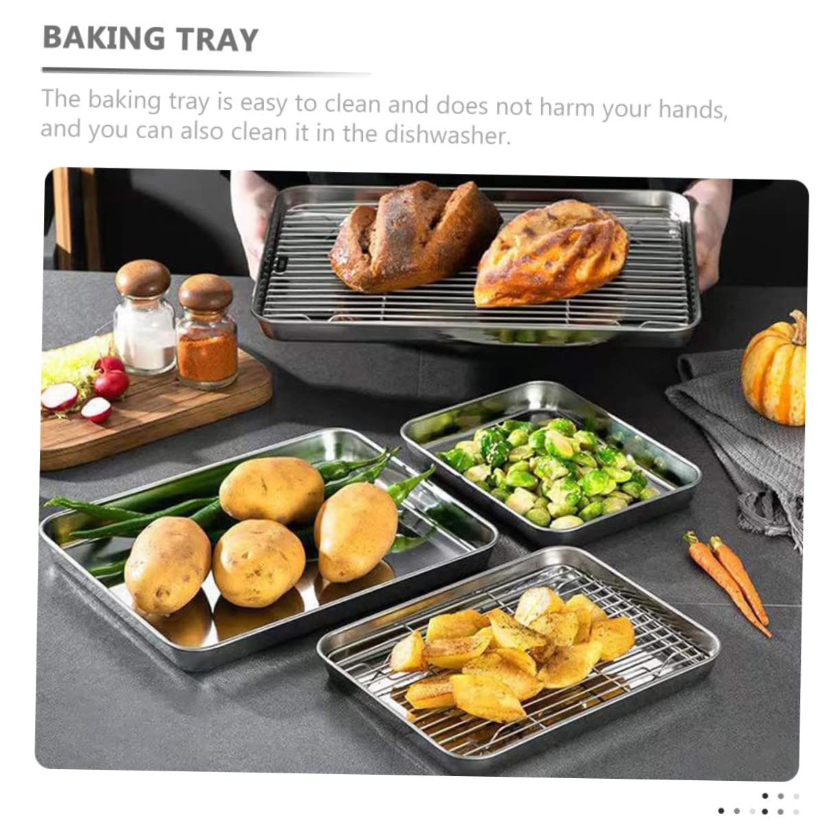 GALPADA Bandejas Para Hornear De Acero Inoxidable Rejilla Multifunción Para Hornear Bandeja Para De Cocina Suministros Para Acampar Para Pan y Refrigerar
