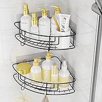 Vista 5 de GAAKY Corner Shower Caddy, 3 Pack Corner Shower Shelf with Soap Holder and 4 Hooks, No Drilling Shower Organizer Adhesive Stainless Steel Shower