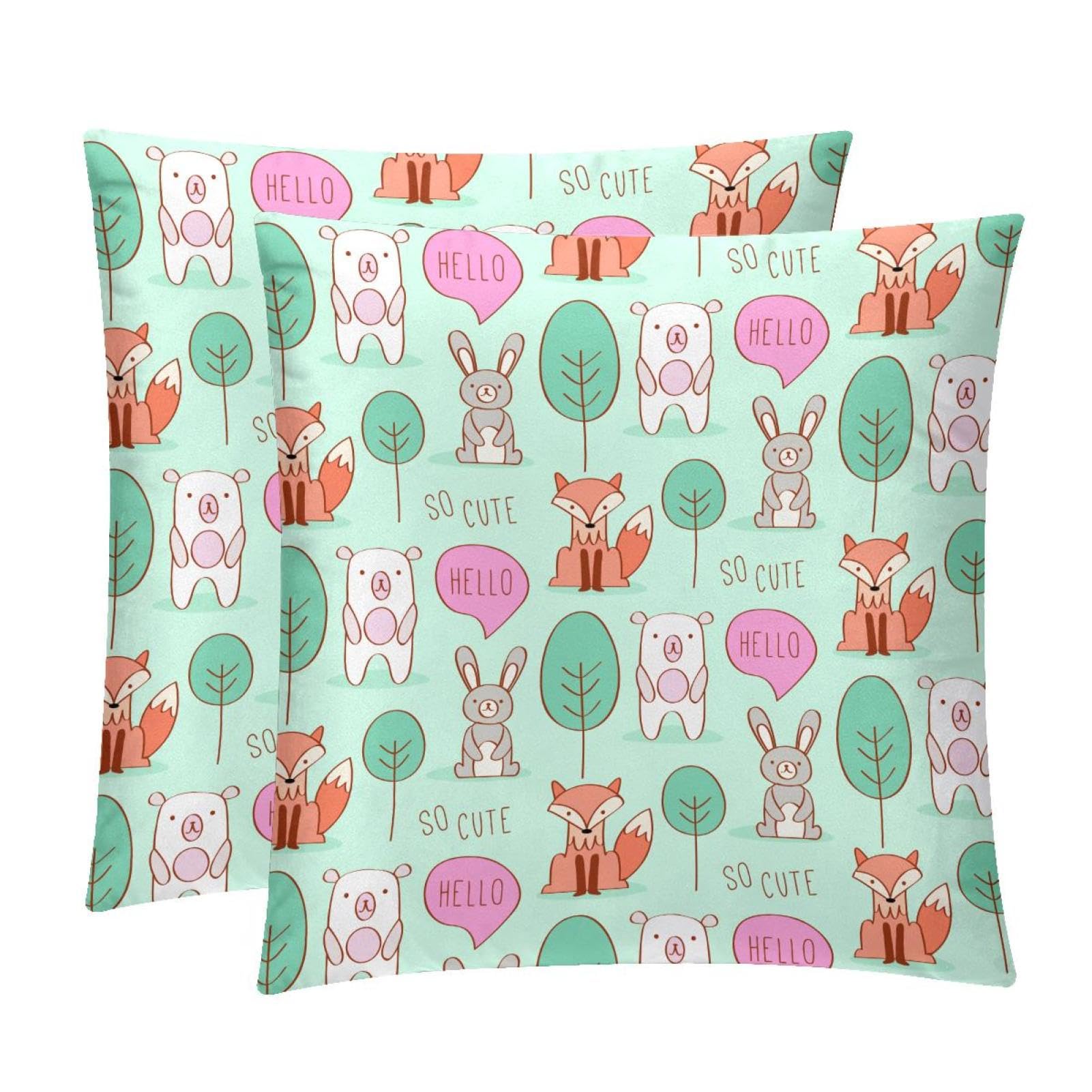 TDGKPZ Cute Pig Fox Throw Pillow Covers 2 Pack Cushion Cases Decorative Pillow Cases Home Decor 50x50cm