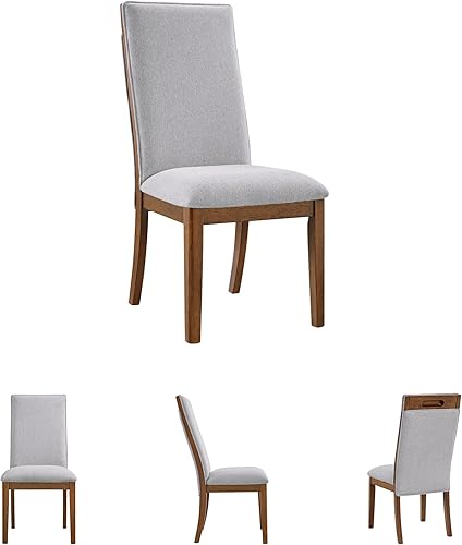 Miniatura 7 de Signature Design by Ashley Lyncott - Silla de comedor tapizada con mango recortado y patas cónicas, juego de 2, marco de madera, altura del asiento