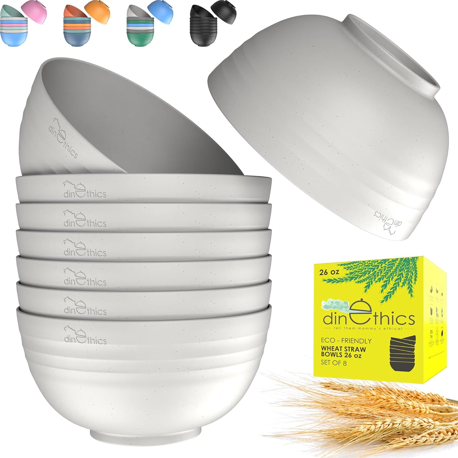 60-OZ Big Bowl Set - Unbreakable Microwave Safe Bowls with 6 Large Salad, Serving & Cereal Bowls - Wheat Straw Material - Ideal for Ramen, Soup, Snack & Big Breakfast