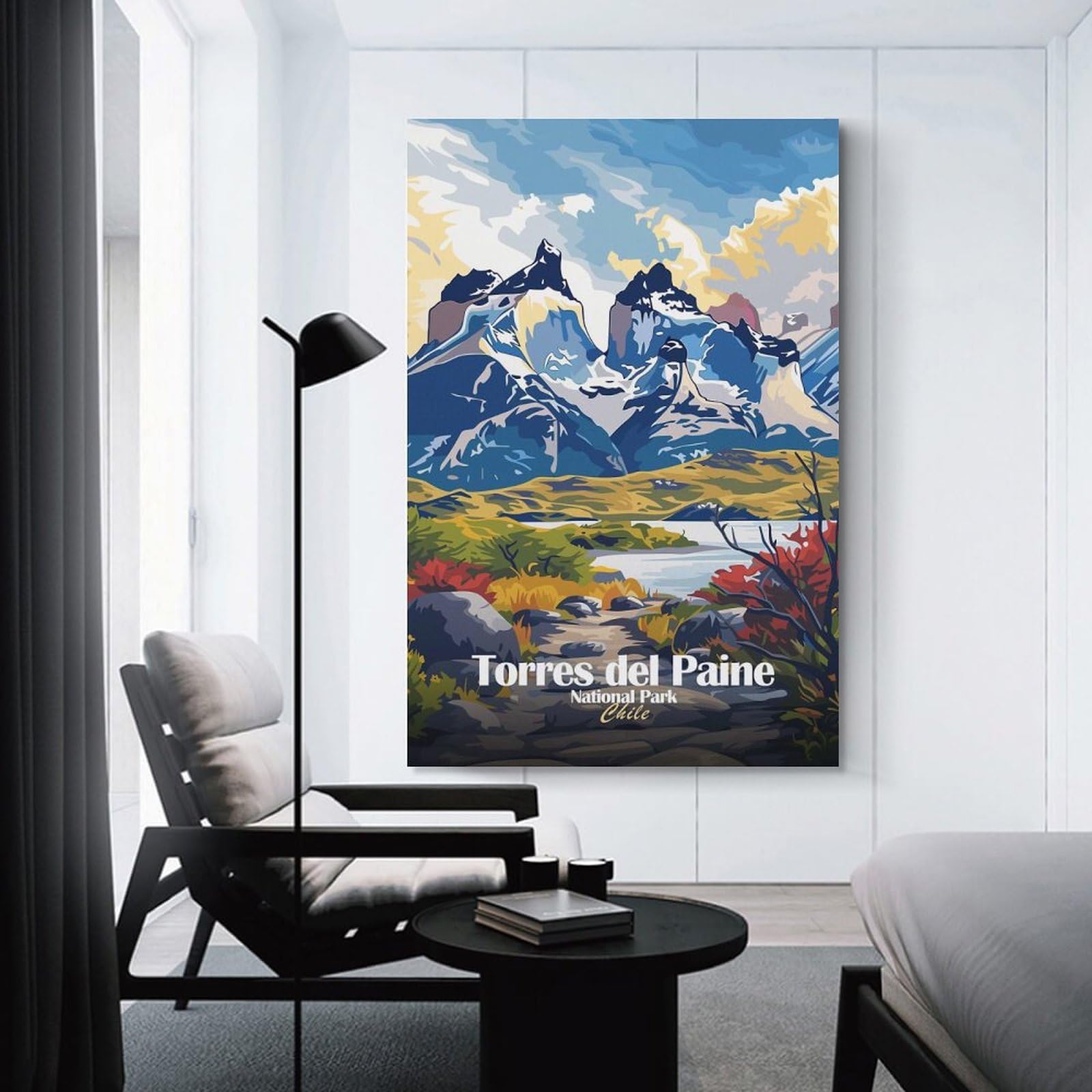 Junmoney Torres Del Paine National Park Chile Wall Picture Print 20x30inch(50x75cm), for Home Office, Desk Area Or Studio, Home Office Artwork with Decorative Appeal