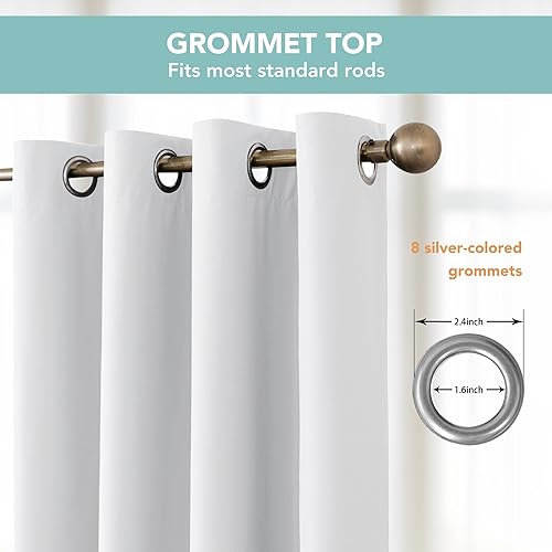 Miniatura 5 de BONZER Cortinas 100% opacas de 84 pulgadas de largo, 4 paneles de cortinas de ventana con aislamiento térmico y bloqueo de luz, cortina de una sola