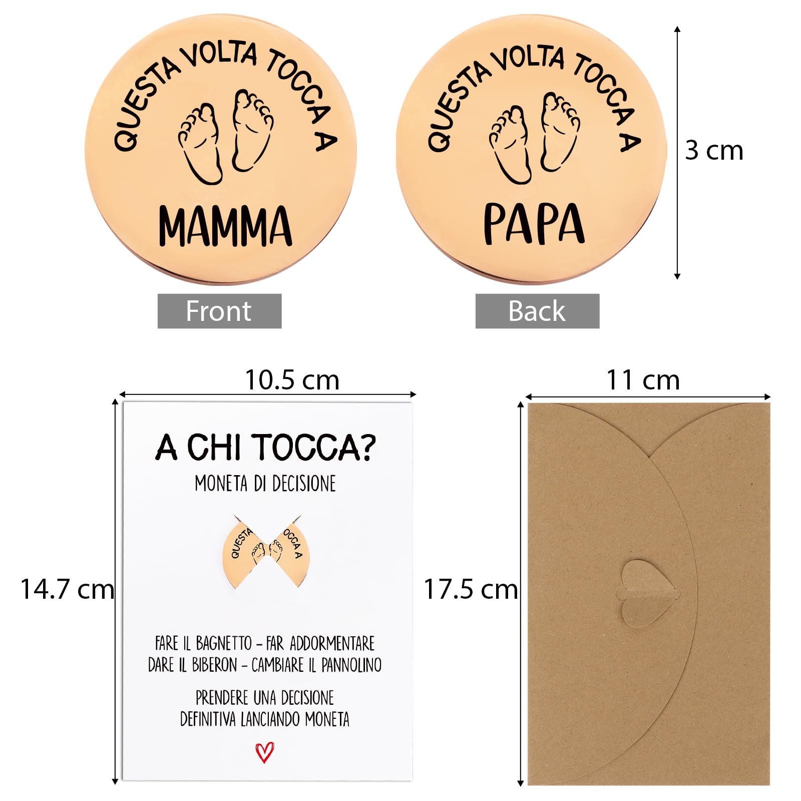 Moneta Decisionale In Legno Per Neogenitori – Regalo Originale Per Baby Shower E Battesimo