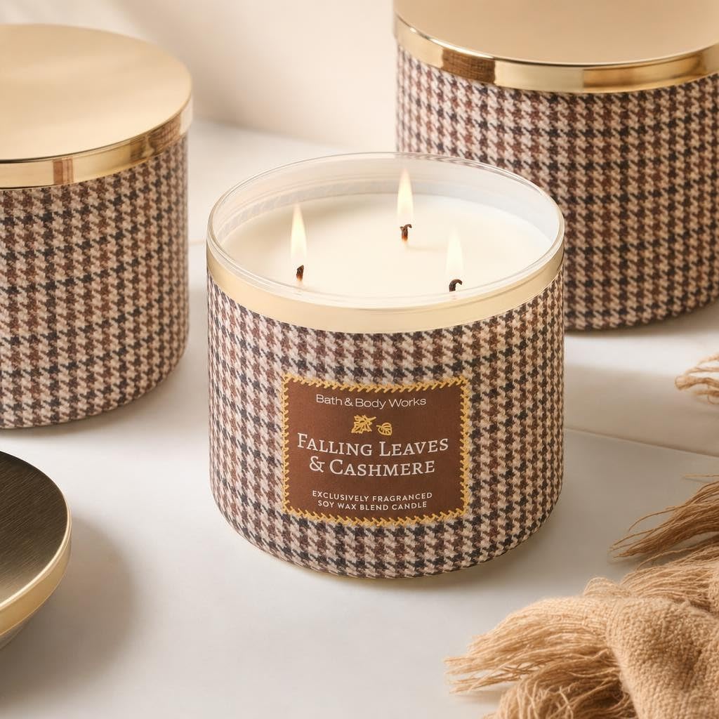 Bath & Body Works Falling Leaves & Cashmere 3 Wick Candle - Fall 2026