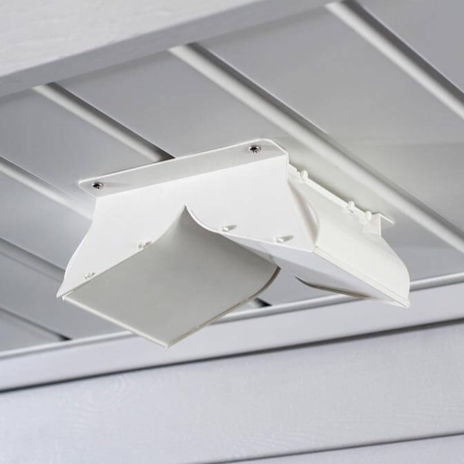 4 Inch Soffit Vent Cover, Great for Bathroom or Dryer Vent Cover, Patented Dual Door Design Prevents Birds and Back Drafts, Highest Efficiency Soffit Exhaust Vents on the Market (White)