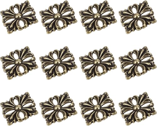 Veemoon 12 piezas de pomos decorativos de flores cuadradas americanas para cajones, perillas decorativas de gabinete, tiradores de conector de