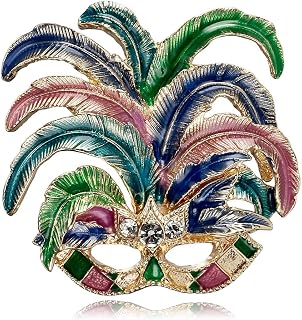 Mardi Gras Brooch Pin Colorful Enamel Mask Crown Butterfly Bee Carnival Jewelry Holiday Party Decor Outfit Accents