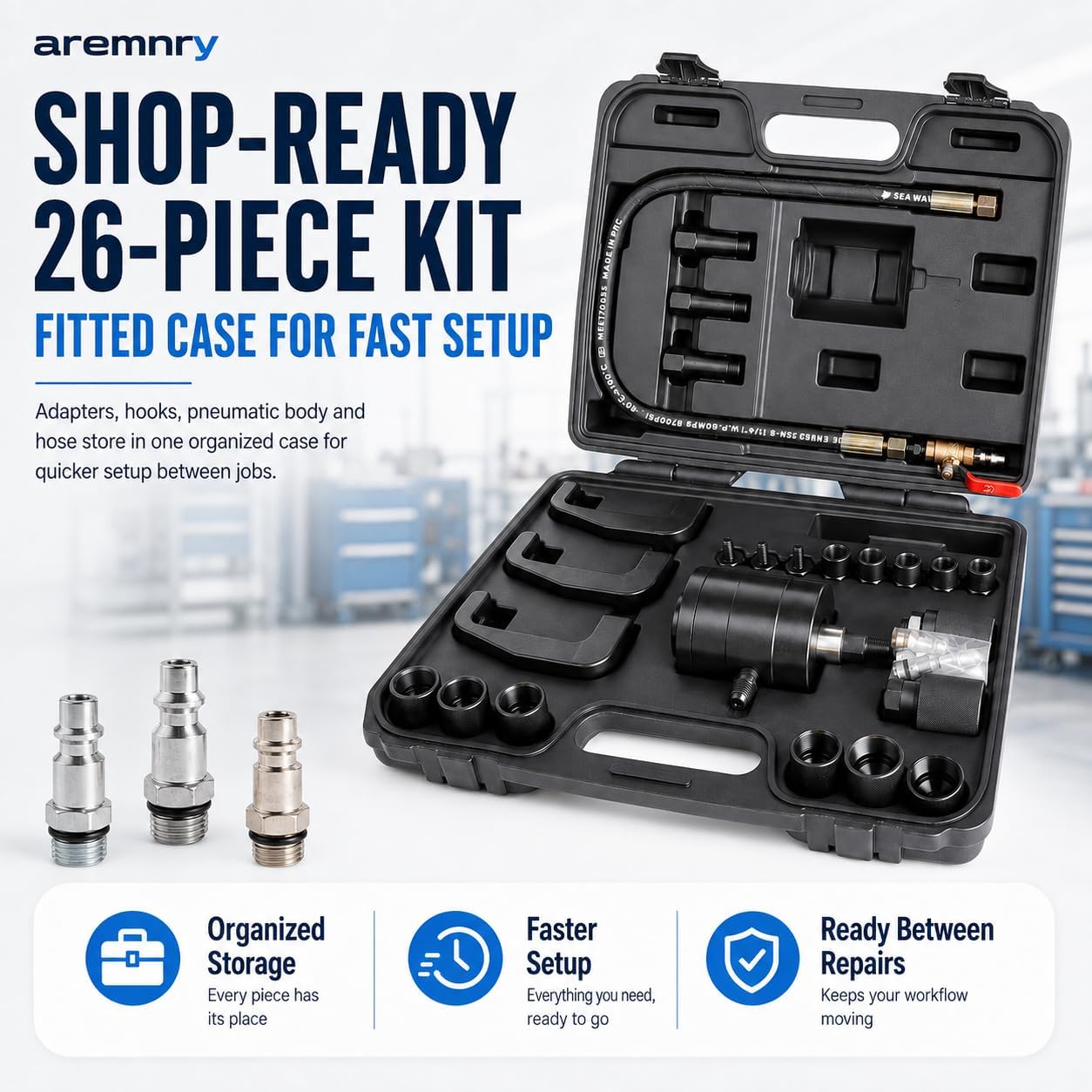 26Pc Pneumatic Injector Puller, Diesel Injector Removal Tool for Ford 6.7L