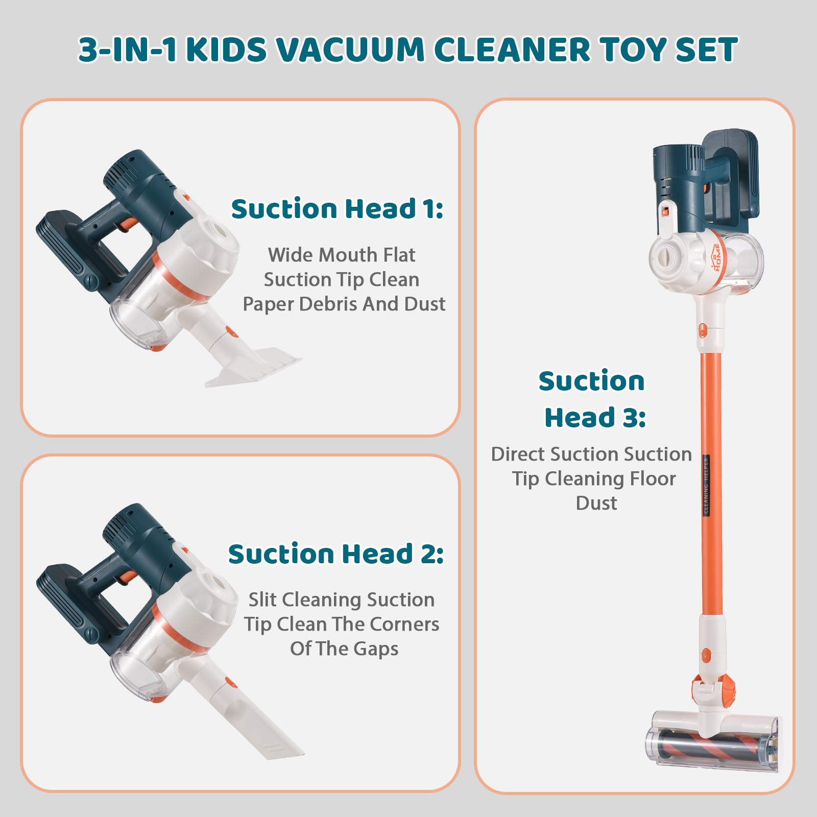 WW Aspirateur Jouet pour Tout-Petits et Enfants, Ensemble de Nettoyage, Jeu de ménage, aspirateur, Ensemble de Jouets de Nettoyage pour Enfants, garçons et Filles, avec Brosse