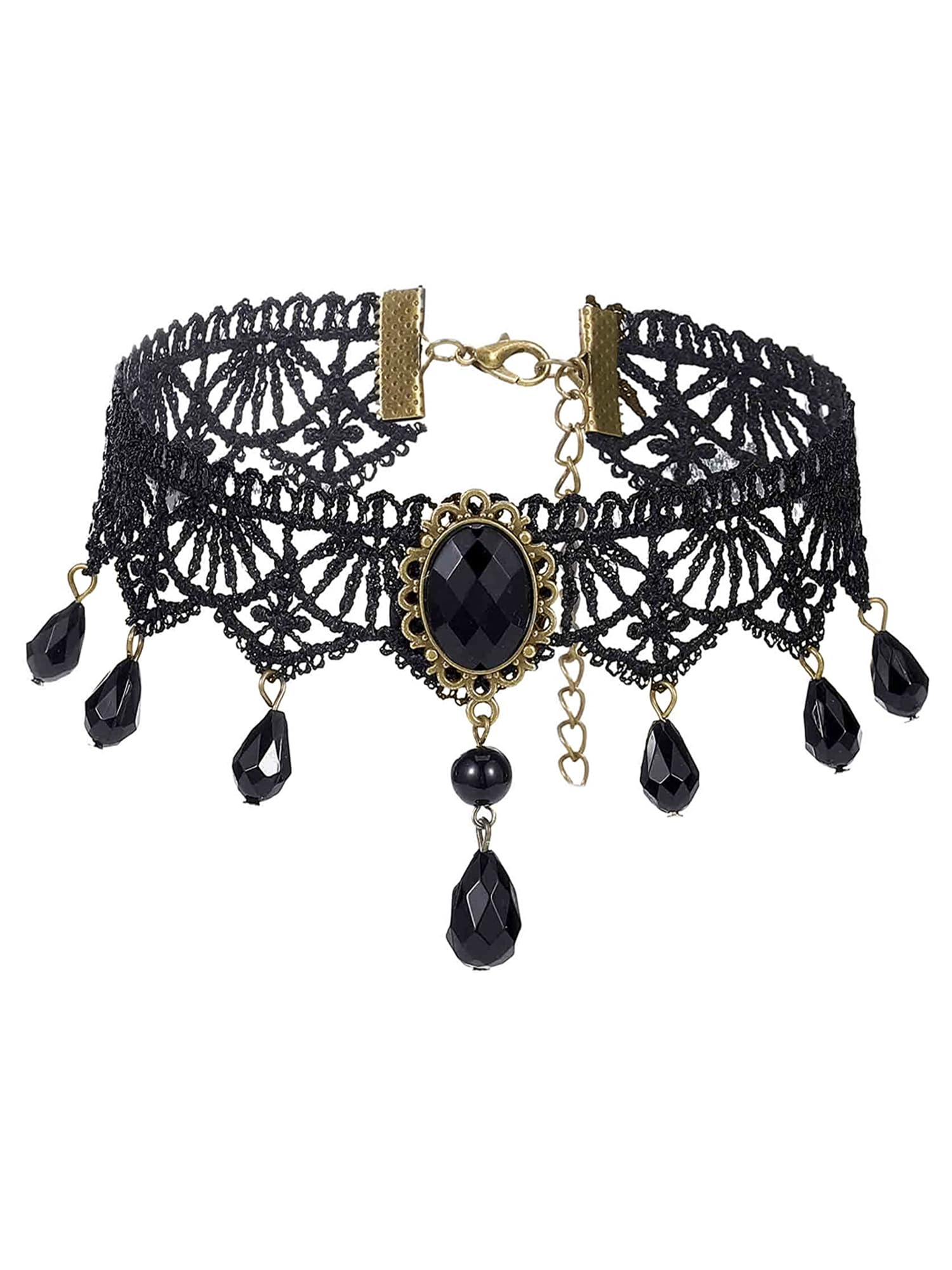 Kairangi Necklace For Women Black Fabric Lace With Black Stone Hanging Choker Necklace For Women and Girls (B0CT8YTW23) Amazon Price History, Amazon Price Tracker