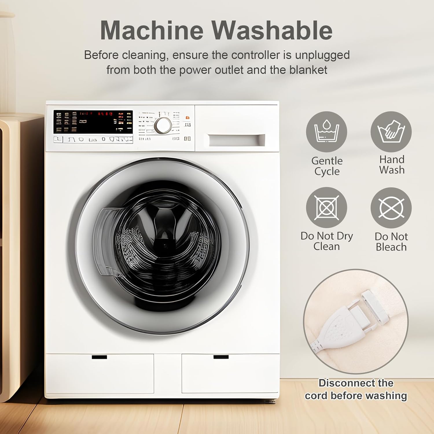 Heated Blanket Queen Size - 84" x 90" Electric Blanket with 5 Heat Settings, Double Zone Heating, 10 Hrs Auto Off, Overheat Protection, Washable Heating Blanket, Gifts for Grandma, Grey - Image 7