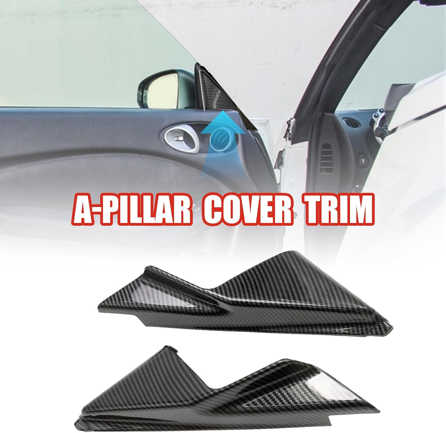 Saihisday 2Pcs Carbon Fiber Style Inner Door A-Pillar Cover Trims, Interior Accessoriess, Replacement for 370Z 2009-2020