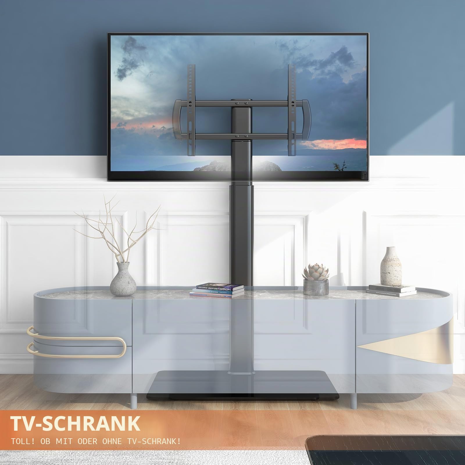 Universal TV Ständer, Fernseher Ständer für 27 bis 65 Zoll LCD, LED OLED TVs, 80 Grad Schwenkbar TV Standfuss für Ecken, Schlafzimmer, bis 40 kg HT1002B