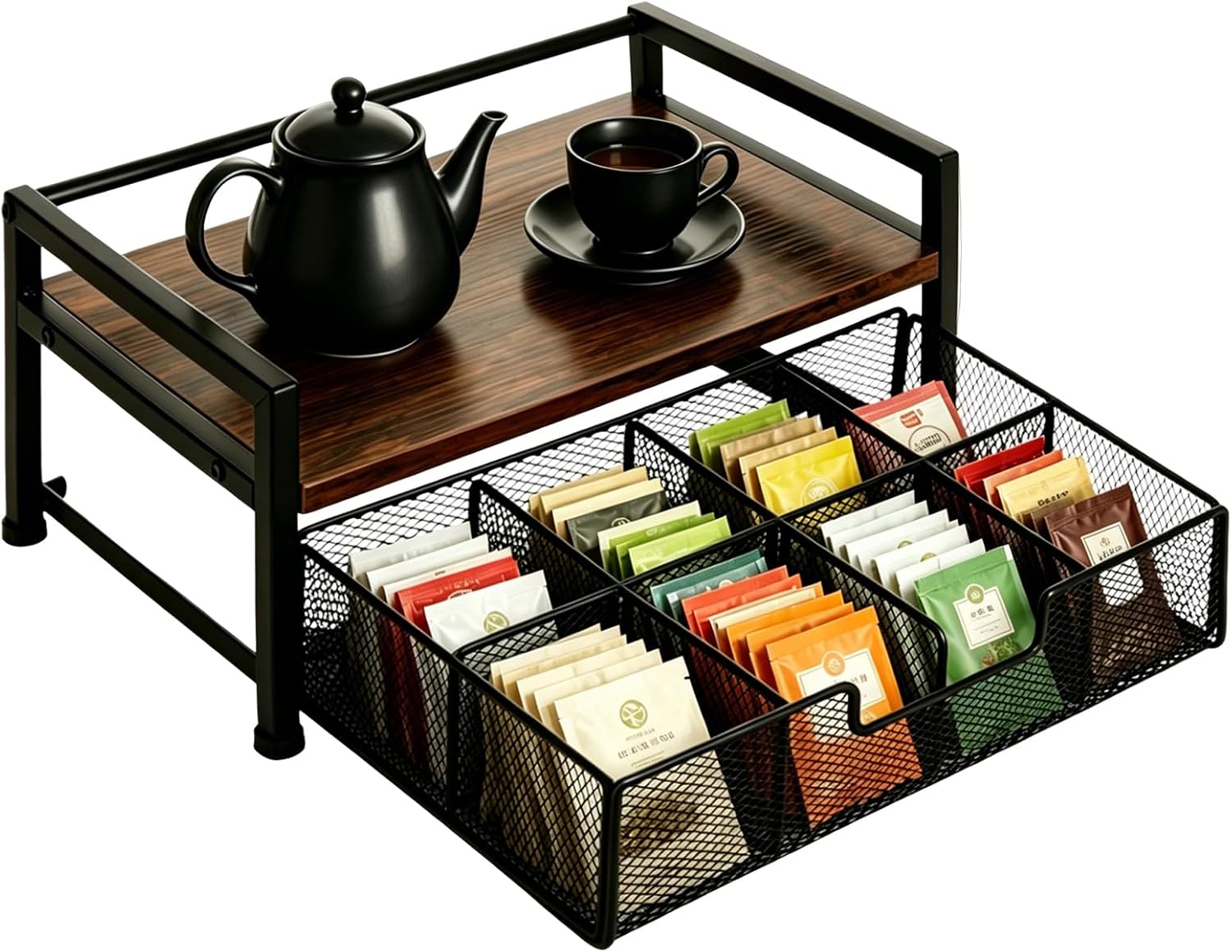 ASelected 4Tire Tea Bag Organizer for Kitchen Cabinet Office Tea Station