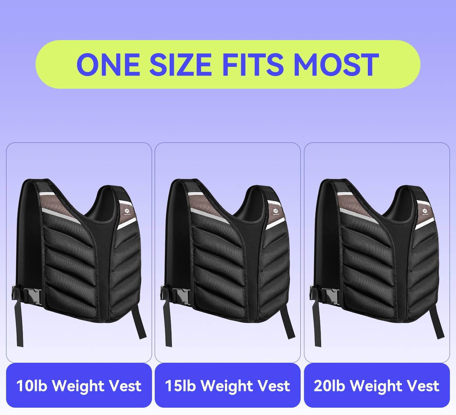 Weighted Vest,10lb/15lb/20lb Weight Vest with Reflective Stripe,Body Weight Vests for Men,Women Gym Home,Workout,Strength Training,Fitness,Running,Training Black 10LB image 3 of 7 B0CR5NYPZB