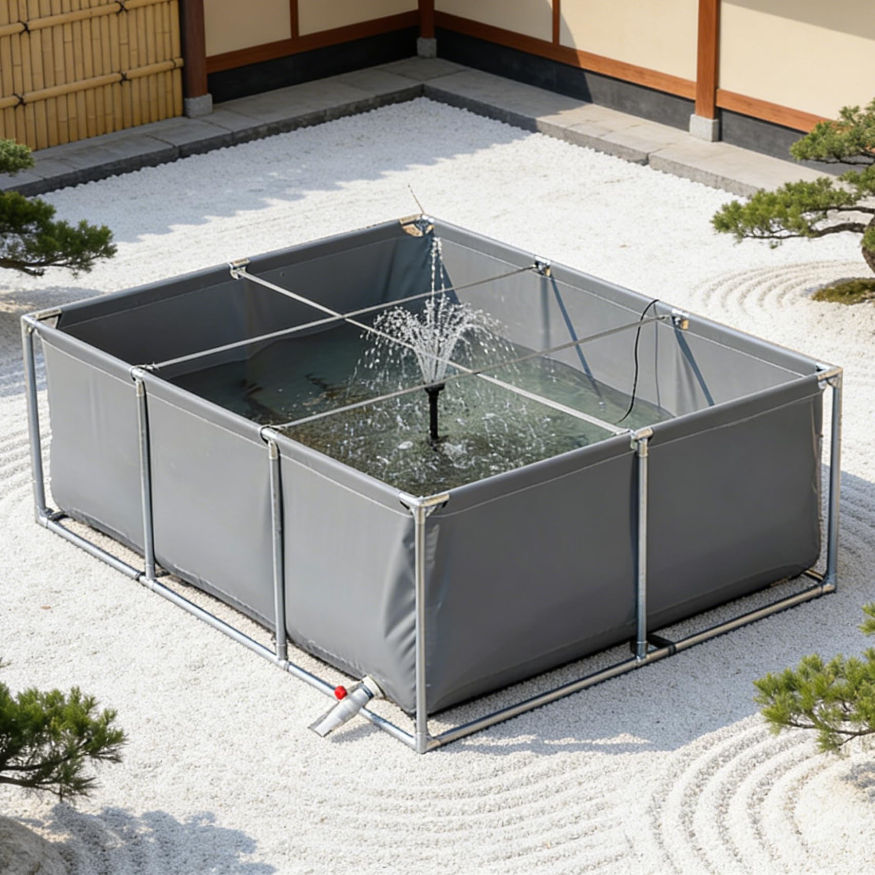 Piscina de acero e sobre el suelo, no inflable, resistente a desgarros, PVC, fácil montaje, con válvula de drenaje, ideal para pecera y piscina para remo para koi