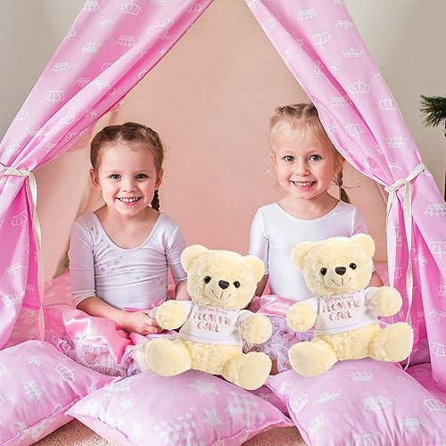 Miniatura 6 de Jexine Anillo de peluche de oso de 10 pulgadas con texto en inglés Will You Be My Flower Girl, regalo de propuesta de novia y novio con ropa para