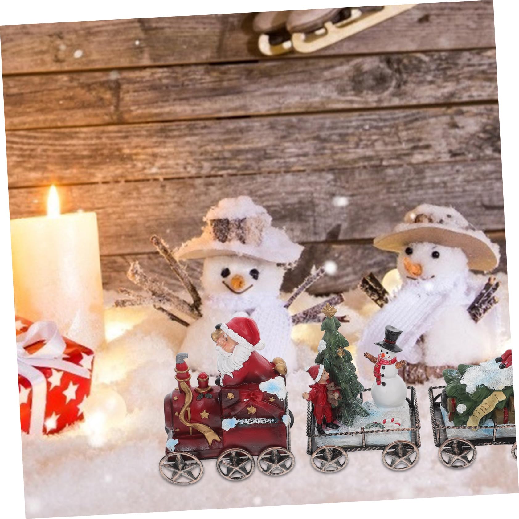Vaguelly 3piezas Decoración Navideña Tren De Resina Juego De Adornos Navideños para Escritorio Decoración De Mesa Navideña Adornos De Tren para Escritorio Trenes Navideños para Oficina