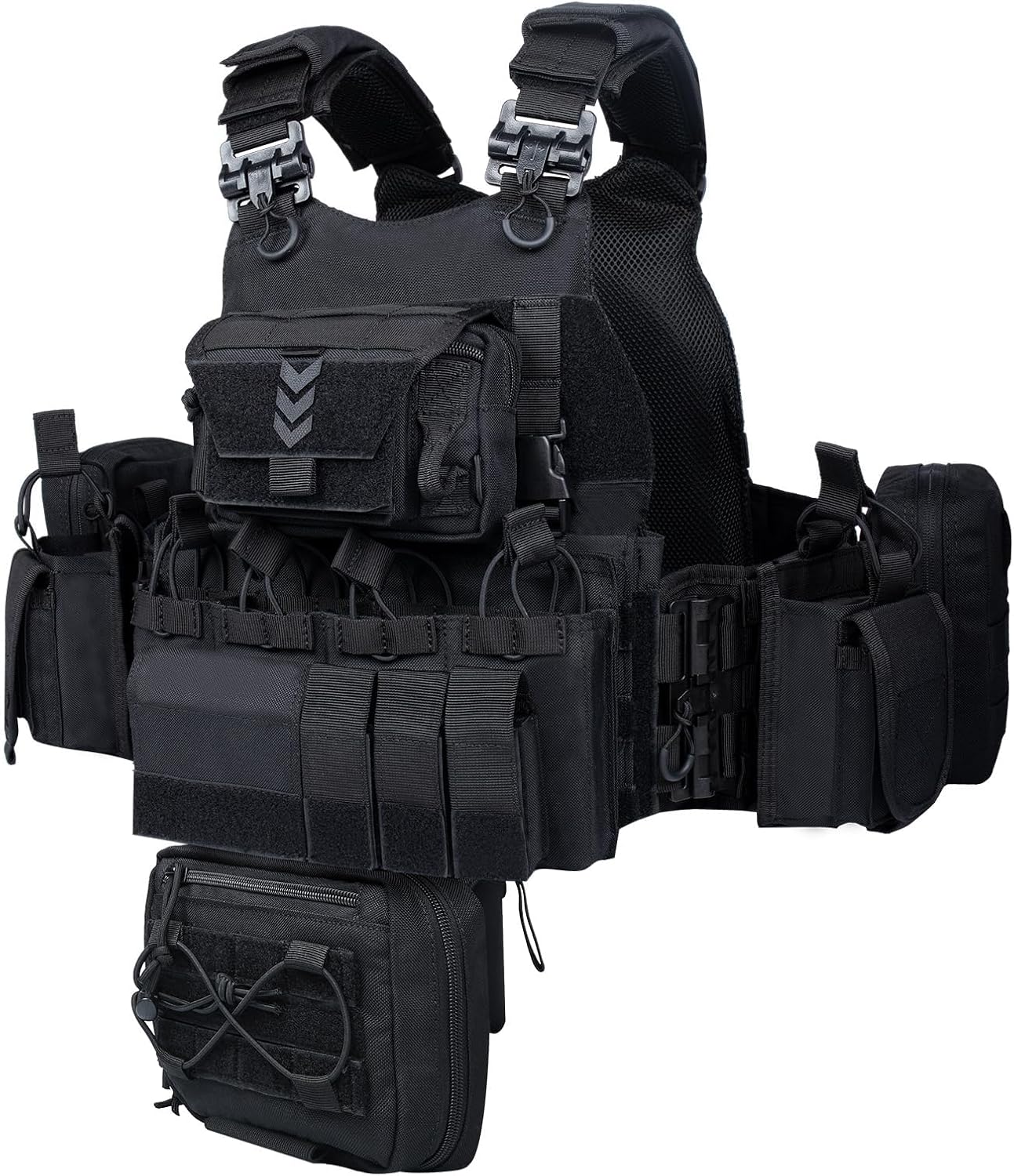 BOMTURN Great Tactical Outdoor Vest for Men Quick Release Buckle Adjustable&Detachable Modular Molle Vest