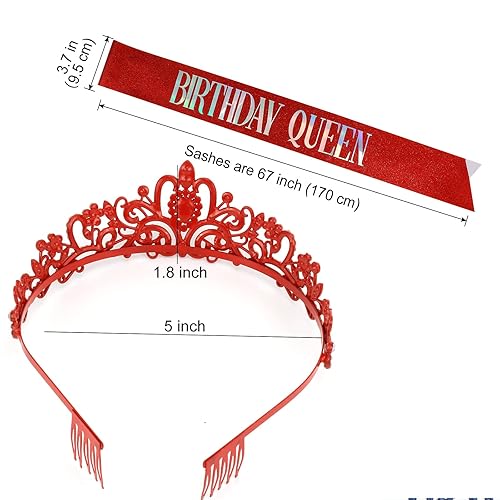 Miniatura 7 de Juego de tiara y tiara de cristal para mujer, diseño de "Birthday Queen", tiara y coronas para mujer, regalo de cumpleaños de COCIDE para niña, kit