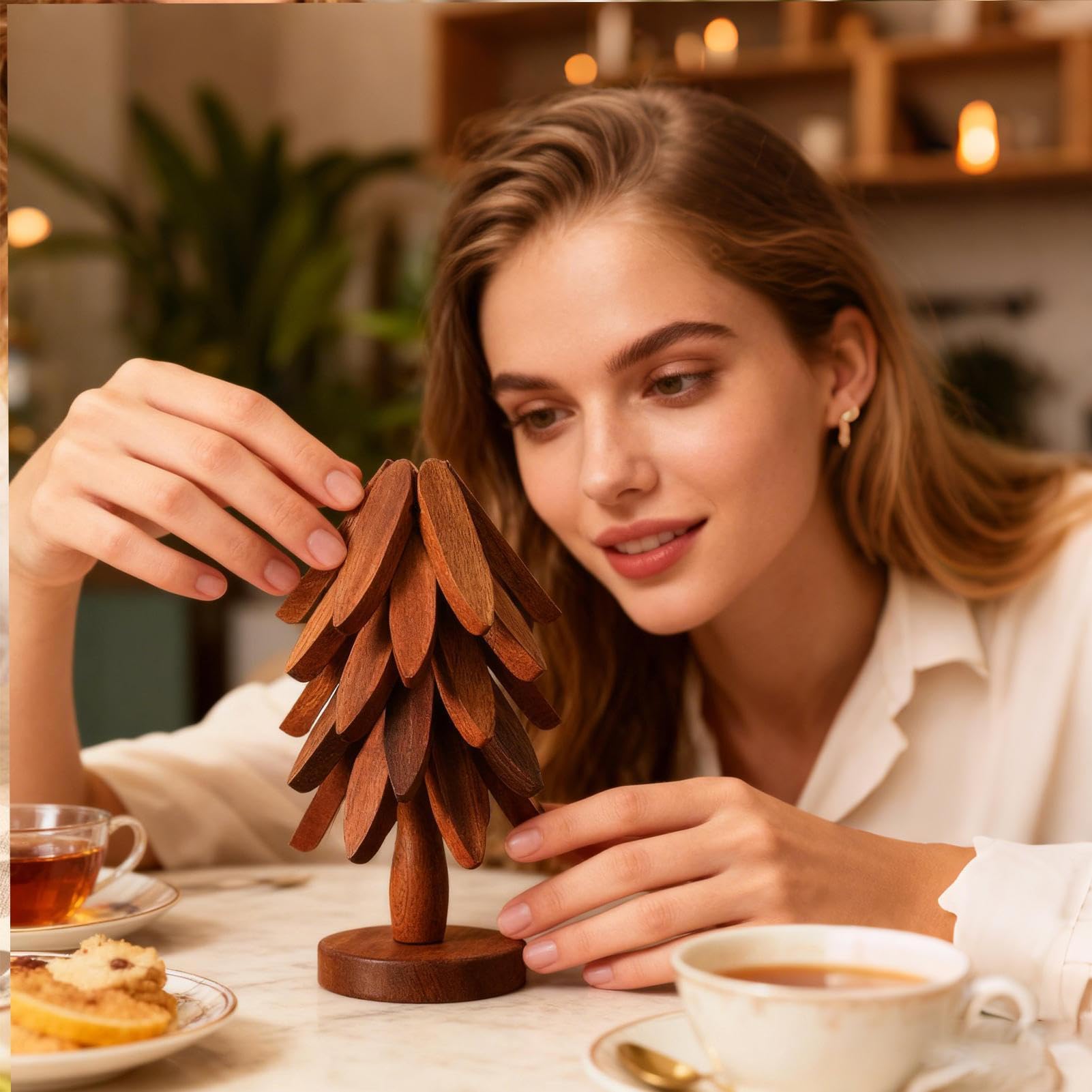 Untersetzer für warme Gerichte, rutschfestes Design in Baumform, Tischset aus Holz mit funktioneller Funktion, Tischzubehör mit langem Schwanz für den Esstisch im Wohnheim, im Restaurant, am Esstisch,