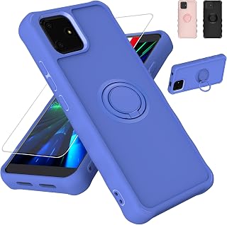 for Foxx Foxxd A55 Case Compatible for Foxx Foxxd A56 Phone Case Cover [with Tempered Glass Screen Protector][ 2MM Thickening Super Protection][Ring Support] Blue
