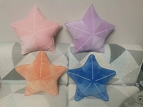 Miniatura 8 de LICHENHAO Almohada de suelo de concha de estrella de mar para sofá, almohada de lectura para automóvil (morado claro, 19.6 pulgadas)