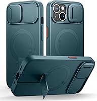 Vista 45 de SURITCH Funda para iPhone 14 Pro Max con cubierta magnética para cámara deslizante y soporte ajustable, compatible con MagSafe, funda protectora