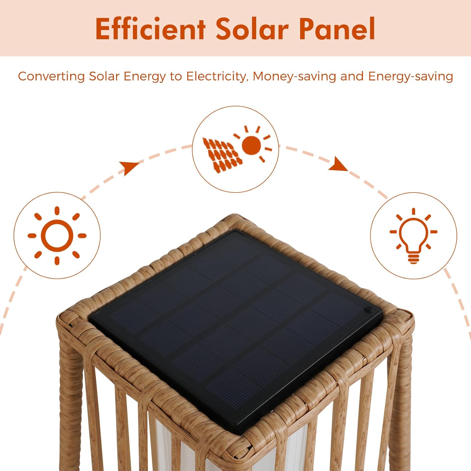 Grand patio Outdoor Floor Lamp Solar Powered Lantern Waterproof Wicker Boho Deck Lights for Garden Porch Decor, Large Taurus