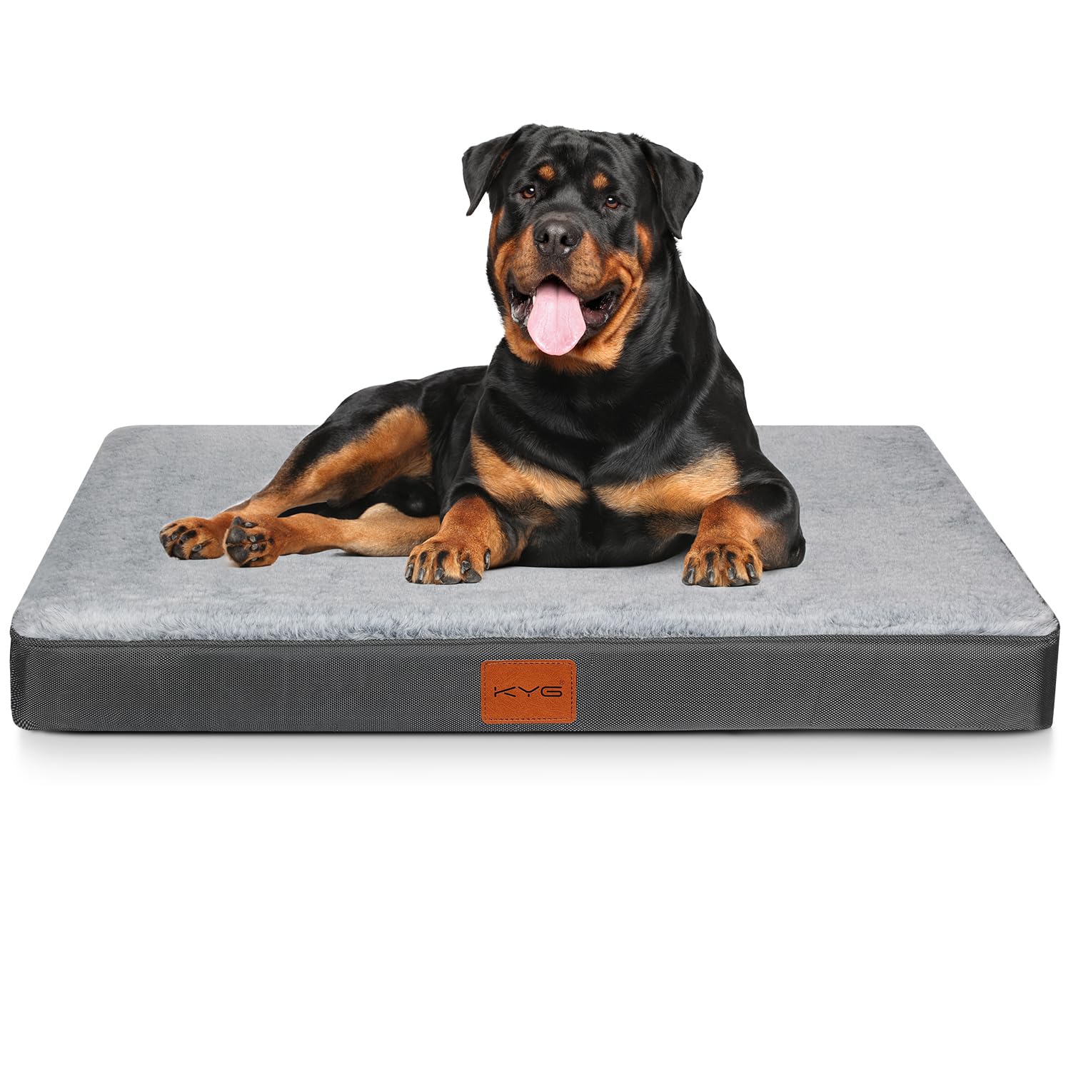 KYG Cuscino per Cani Taglia Grande,Letto per Cani,Cuccia Cane Interno in Uovo Foam,Materassino per Cani con Fodera Impermeabile,Divano per Cani Sfoderabile e Lavabile,Blu Grigio,90x60x8cm