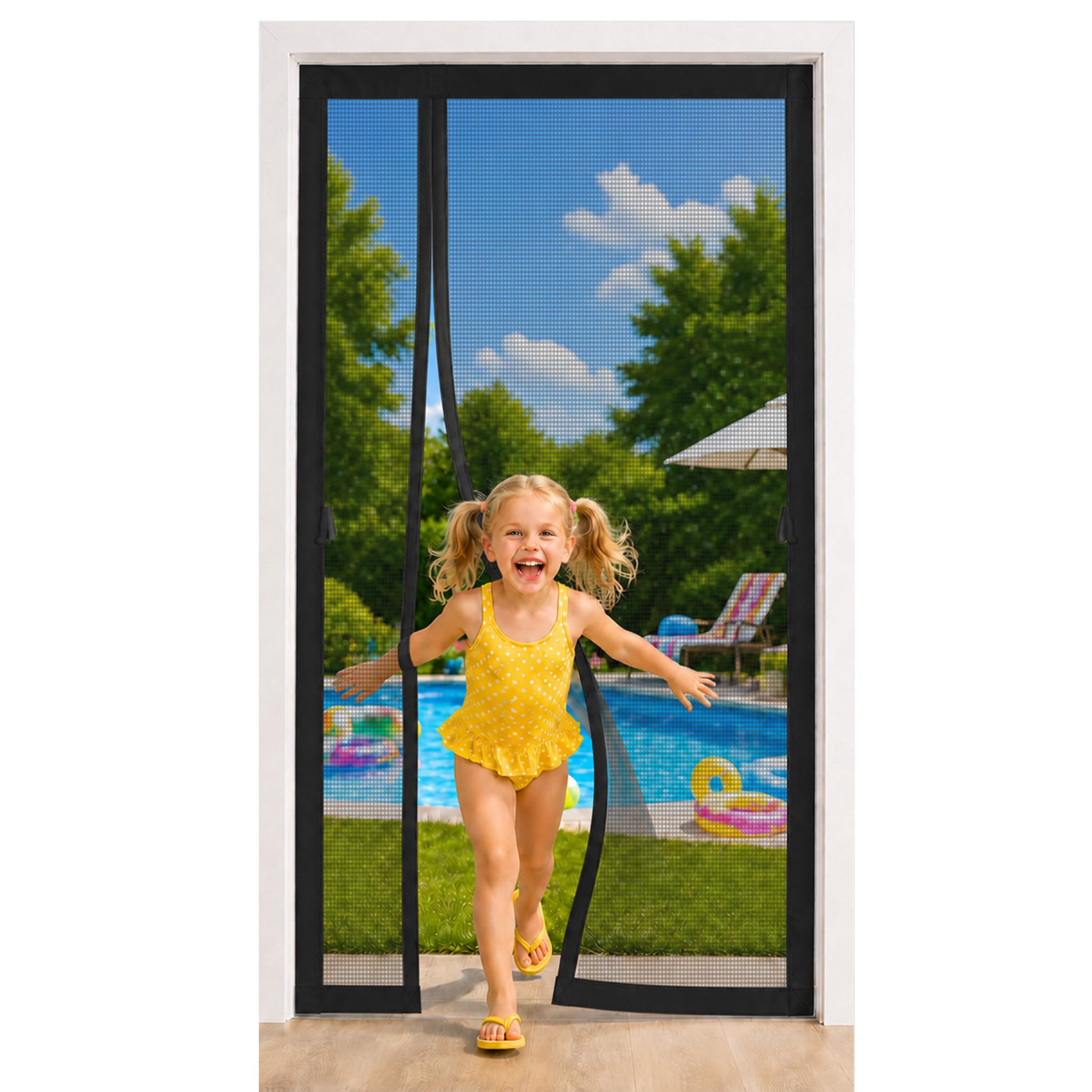 Moustiquaire magnétique rideau filet souple pour portes ouvertes en été
