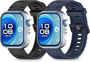 MIJOBS 2 Silicone Replacement Bands Compatible with Huawei Watch Fit 4 Pro/4/3 Smart Watch Strap, Soft, Comfortable, Breathable, Sports Bracelet, Men and Women