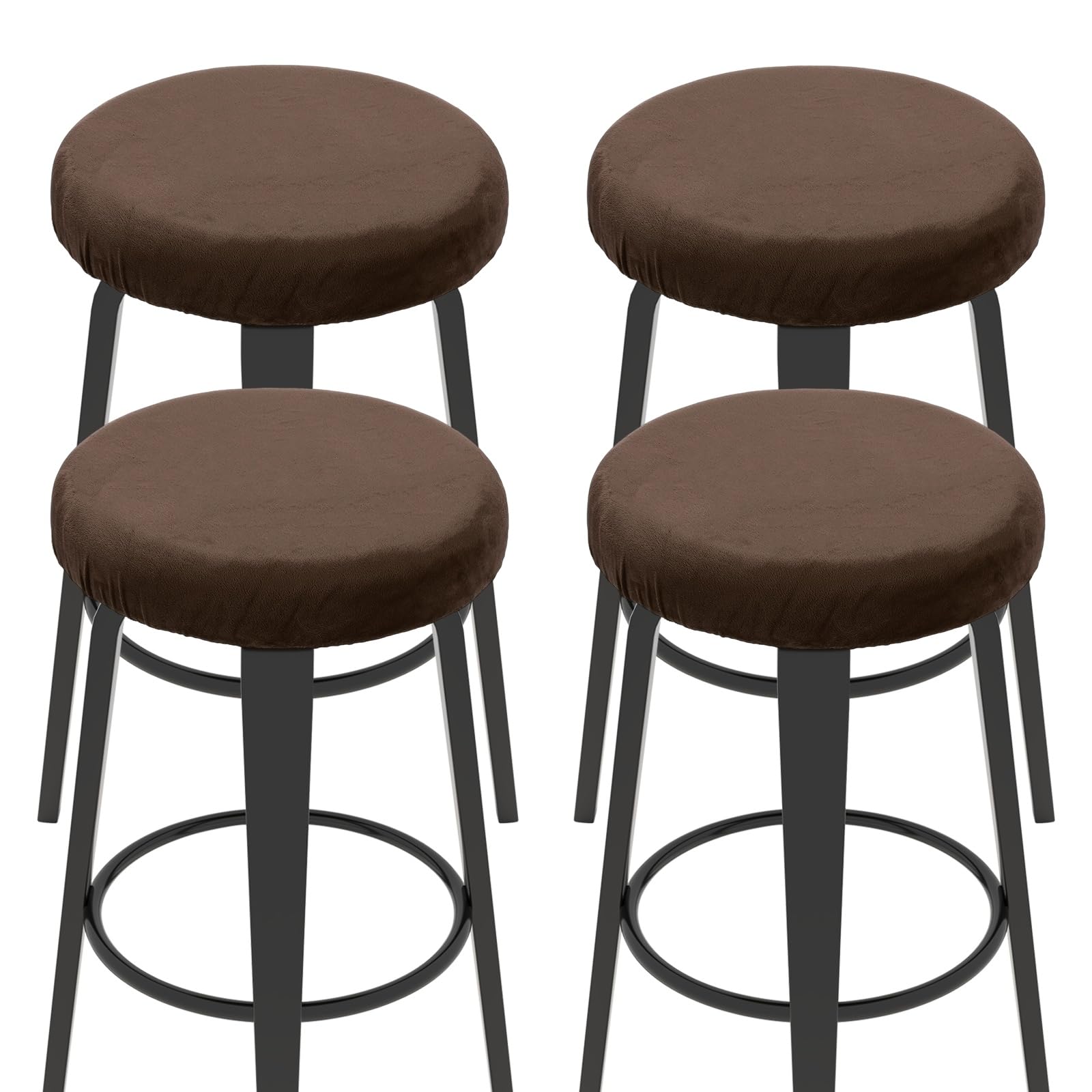 Housse de tabouret de bar en velours marron au design raffiné et extensible