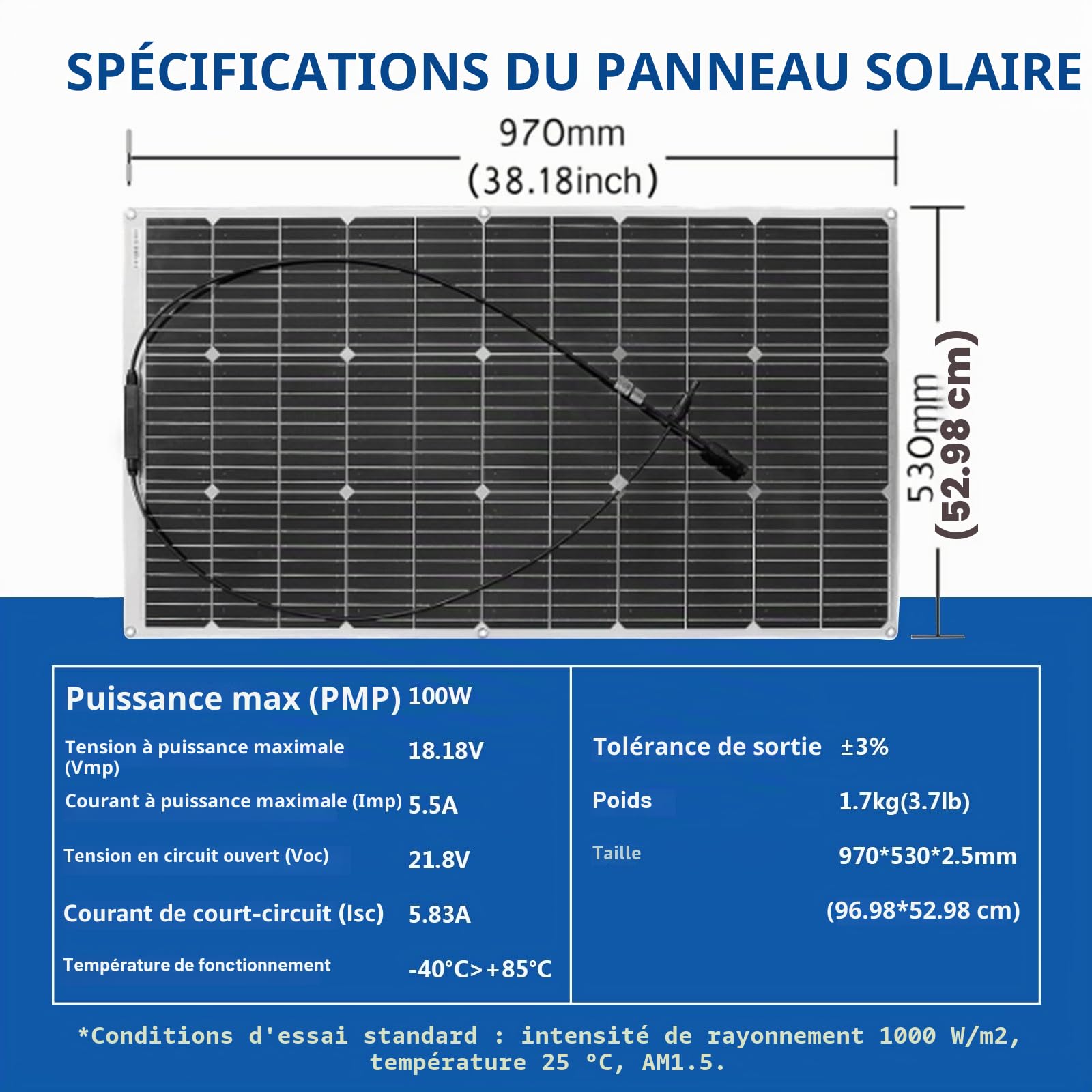 200W Flexible Panneau Solaire Kit Monocristallin avec contrôleur 20A Sortie USB pour charger les Batteries 12V 24V (gel AGM ventilé) pour camping-car, caravane, bateau, toits