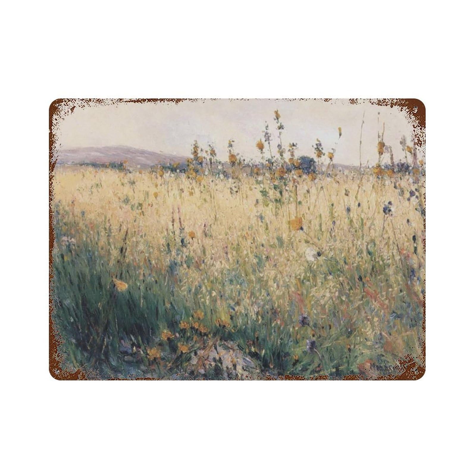 xiaoxiaoshen Meadow Flowers Yellow Blue, Wildflower Field Landscape Wall Decor Art Metal Tin Poster Modern Home Decor Art Home Bar Shop Decorations Vintage Sign 30x40cm