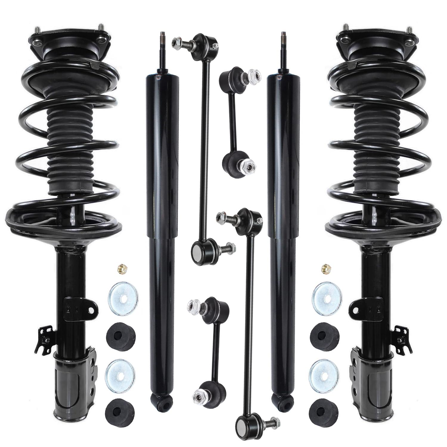Kit de Suspensão Detroit Axle FWD 8 Peças para Toyota RAV4 2001-2005 - 2 Amortecedores Dianteiros com Molas, 2 Amortecedores Traseiros e 4 Terminais de Barra Estabilizadora