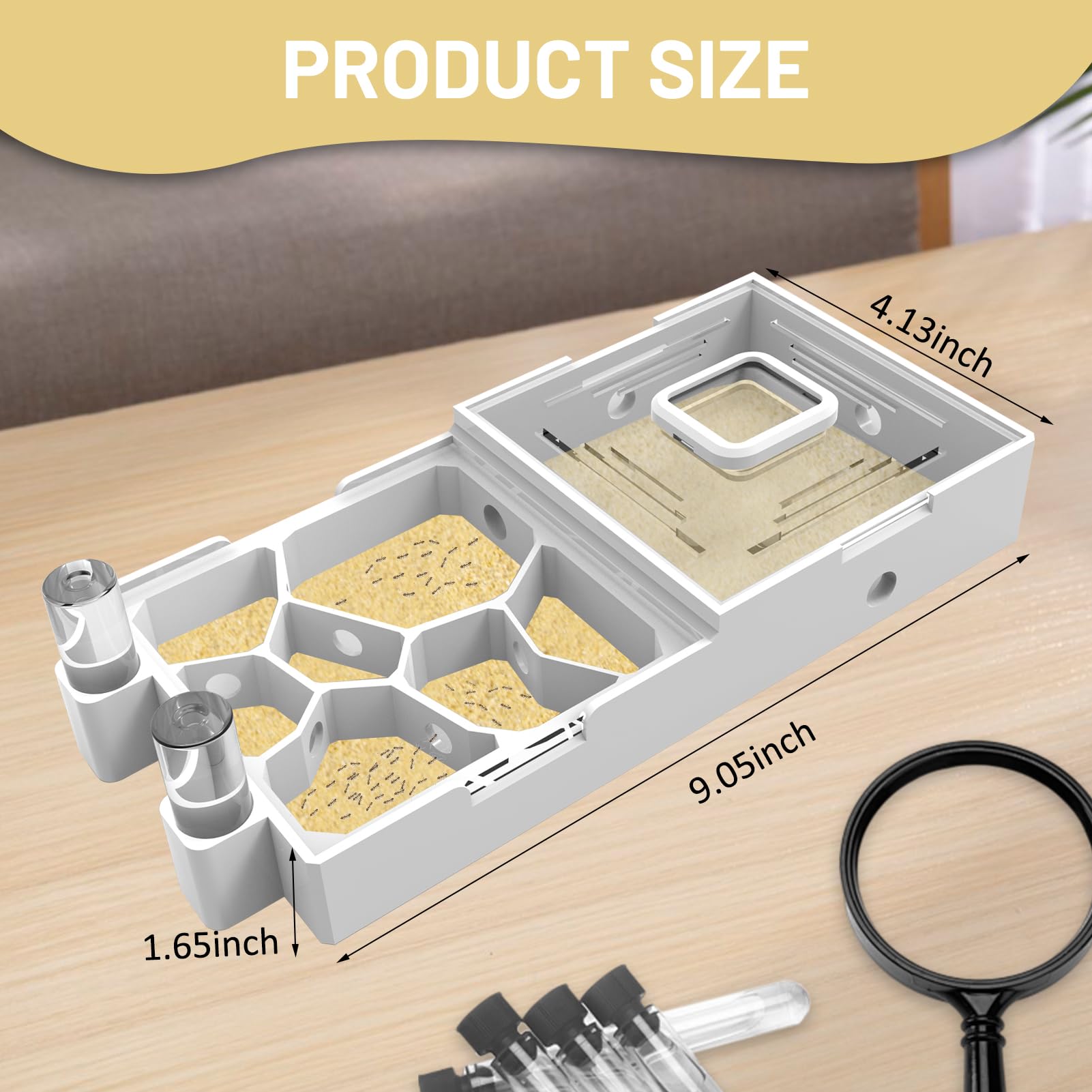 PioneerAnts Nest Farm for Live Ants and Queen - Ant Farms with Yellow Sand Observation Transparent Ant Farm for Adults 3D Printed Nest Ant Workshop Castle Ant Garden Queen (Kit-A)
