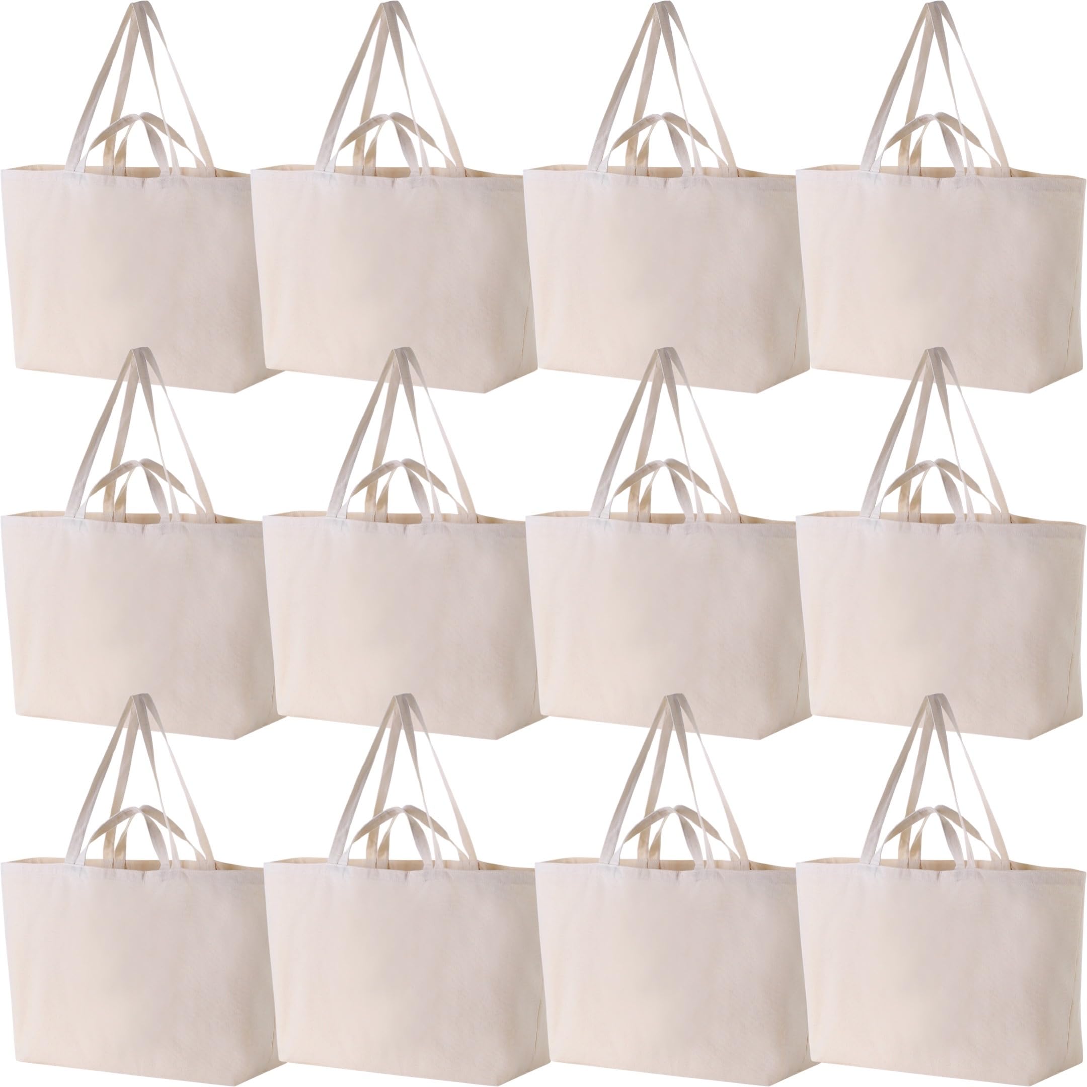 Firecolor Chic Large Sturdy Canvas Tote Bag -27" X 16" X 8" Extra Big Largest Grocery Shopping Beach Reusable Totes Bags