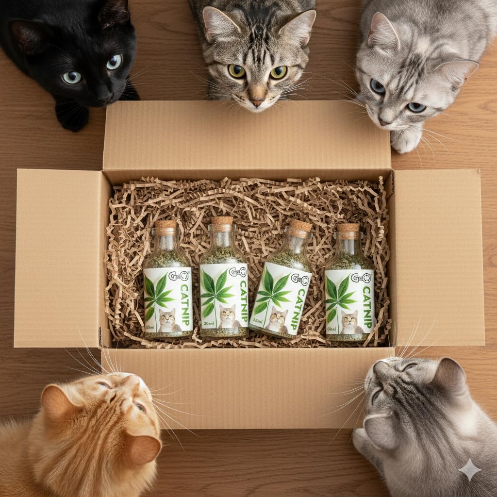 Gigo Catnip Value Pack (4 Bottles) – Premium Potent Catnip for Play Stimulation & Stress Relief | Multi-Cat Home Saver Pack 1