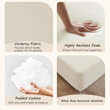 Convertible Sleeper Sofa Bed,Floor Folding Mattress Couch,Convertible Chair With Pillow Foldable Back Support,Boneless Modular Loveseat,For Living Room Bedroom(180cm,Off-white)