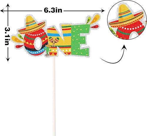 Miniatura 3 de Decoración de fiesta mexicana para tarta, sombrero de maraca para el primer cumpleaños, decoración de fiesta de cumpleaños con temática mexicana de