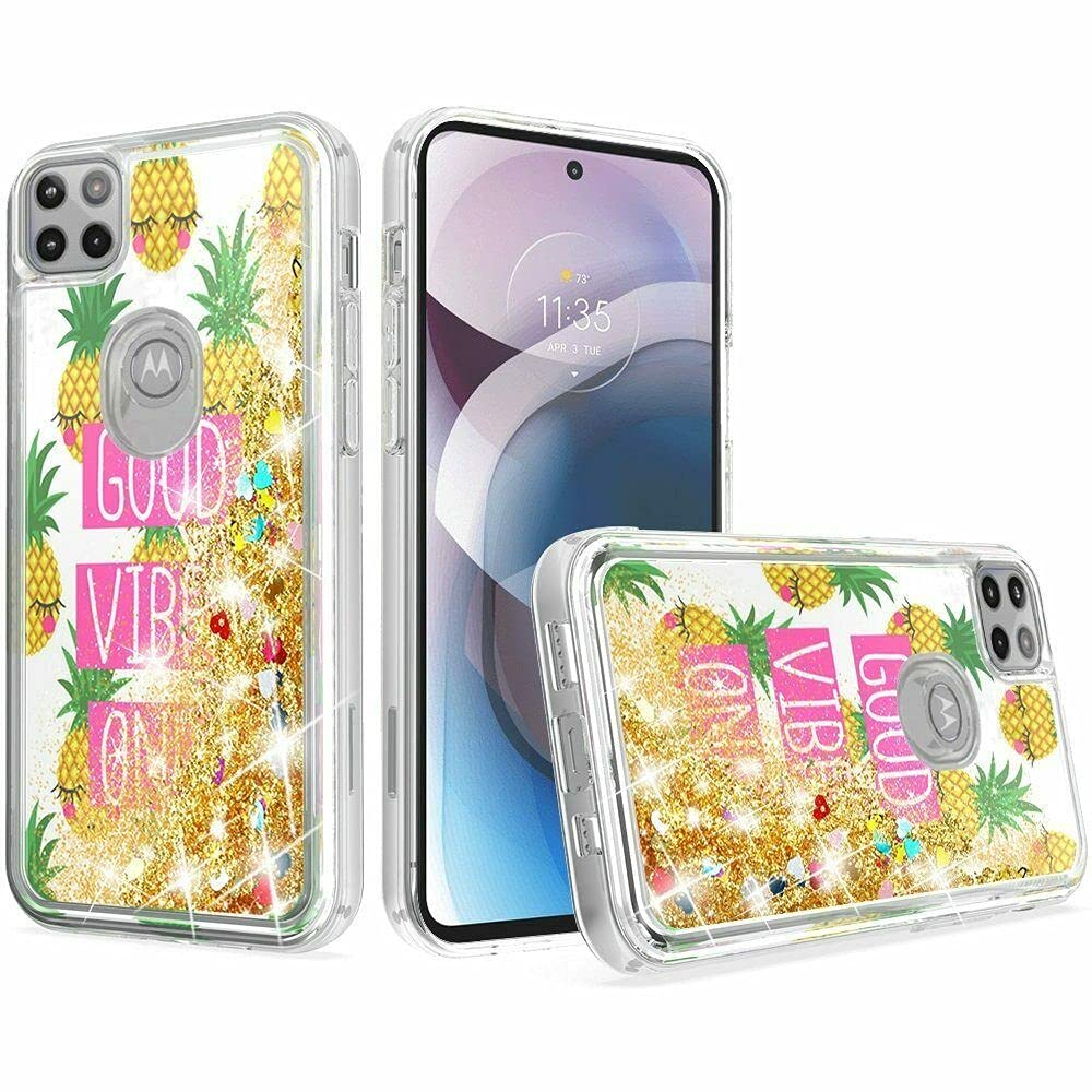 Fastsun Moto One 5G Ace Glitter Case, Designed Glitter Liquid Motion Cover Hard Protective Phone Case for Motorola Moto One 5G Ace/G 5G (2021) (Good