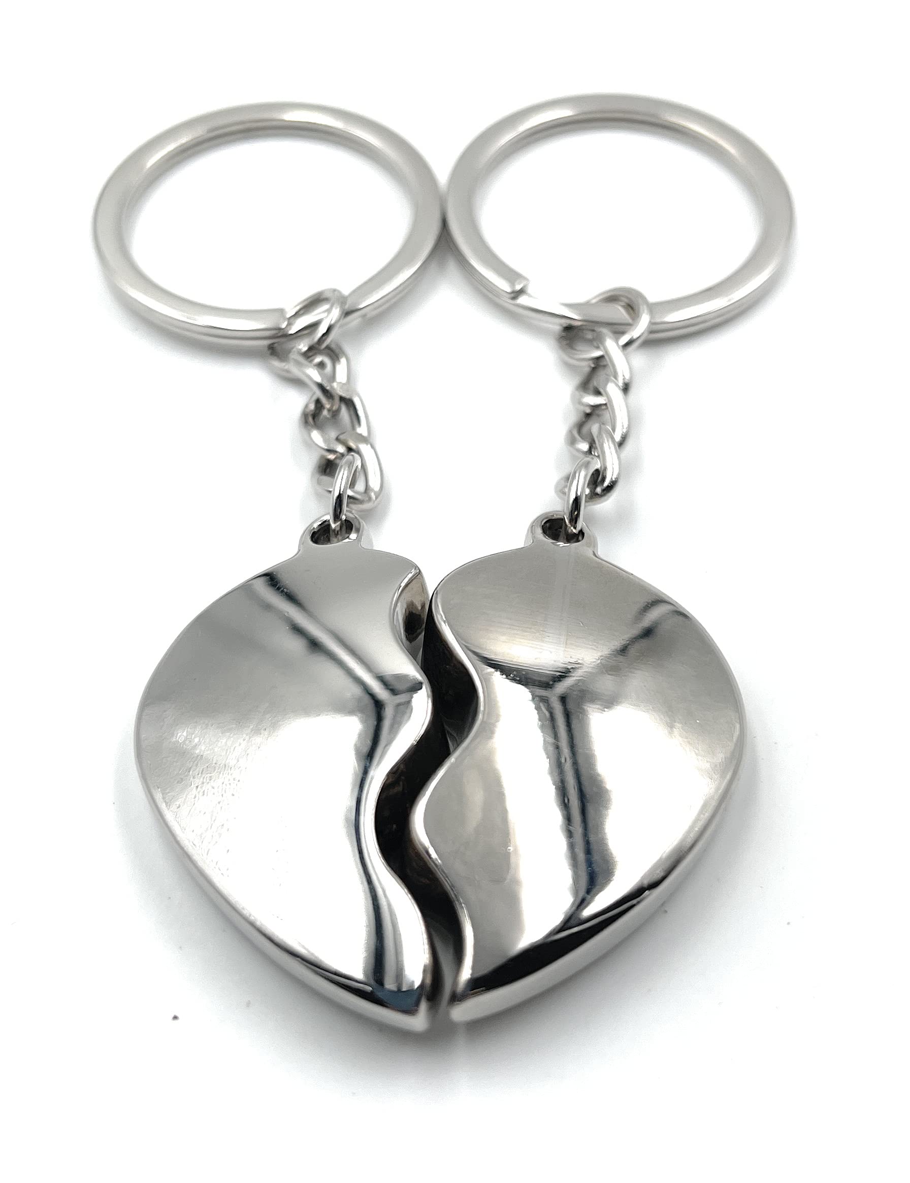 H-Customs Women's Silver Heart Halves Love Partner Key Ring Keyring Pendant