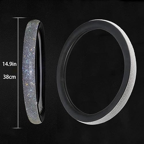 Miniatura 5 de Pretty - Funda para volante de automóvil, 15 pulgadas de cuero con purpurina para mujer, se adapta a la mayoría de automóviles, SUV, camiones,