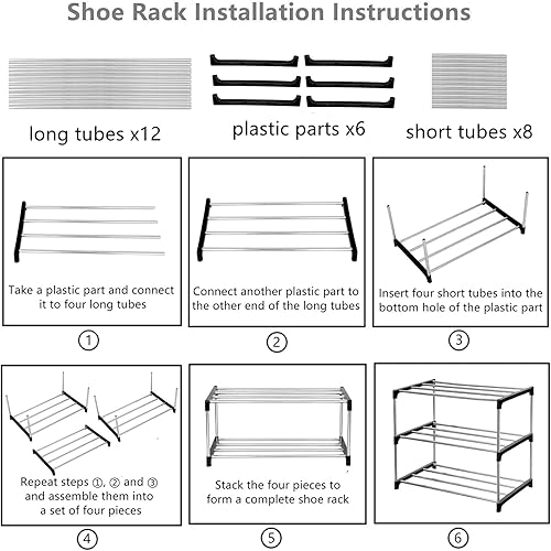 Miniatura 64 de Zapatero pequeño apilable, entrada, pasillo y armario, ahorra espacio de almacenamiento y organización (4 niveles, azul)